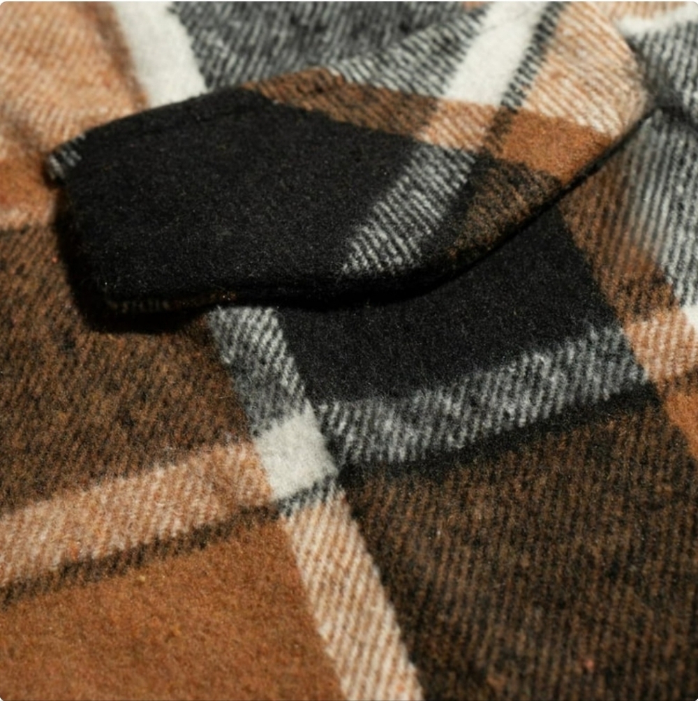 Precious Plaid Sleeveless Shirt/Vest/Shacket In Tan/Black/White - Picture 11 of 12